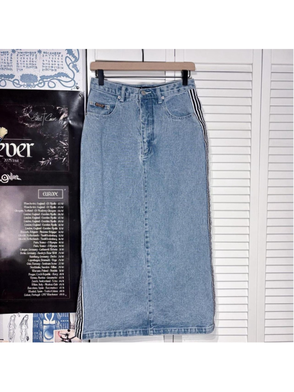 Revolt denim maxi skirt